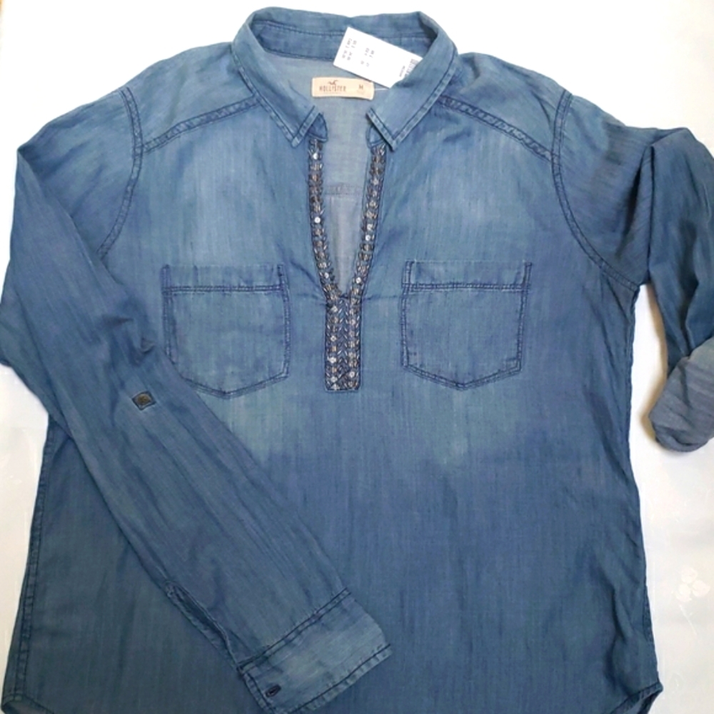 New Hollister denim top / shirt Size M